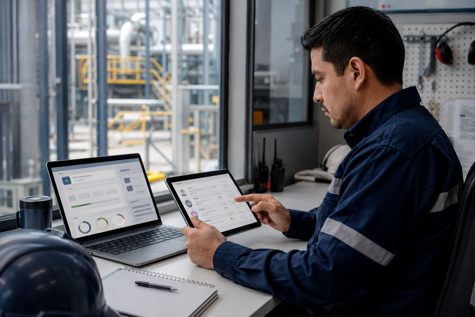 Profesional EHS utilizando la plataforma digital de formación
